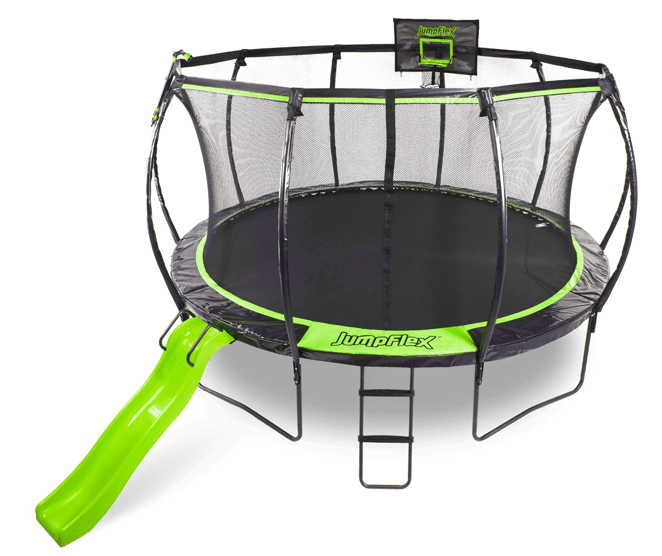 Safety features of a Jumpflex trampoline
